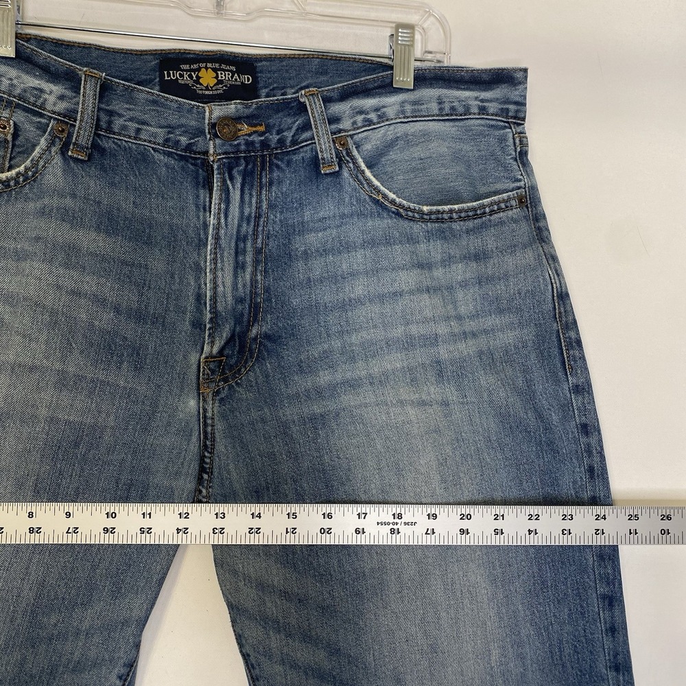 Lucky Brand 361 Vintage Straight Jeans Men 36x31 Blue Distressed Relaxed - Picture 8 of 14
